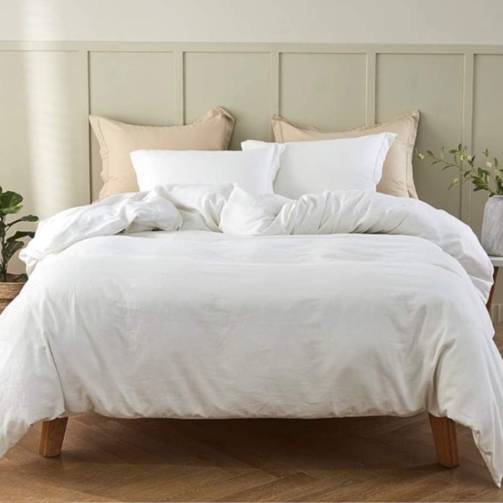 NWT Simple Opulence Twin Size 100% Linen Duvet Cover Set